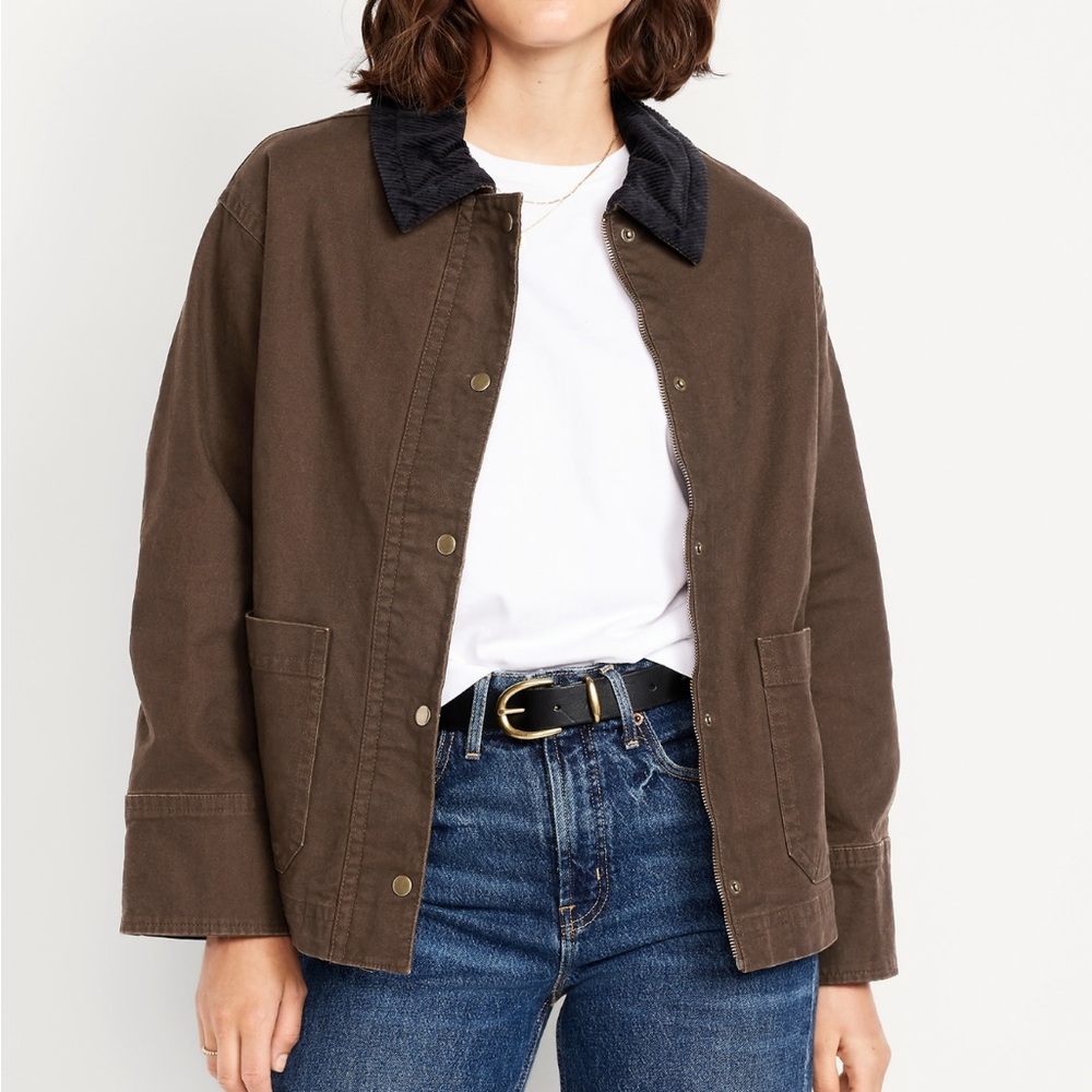 EUC Old Navy Canvas Barn Jacket small chocolate kiss